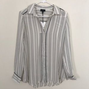 NWT Who What Wear Pinstripe Button Down